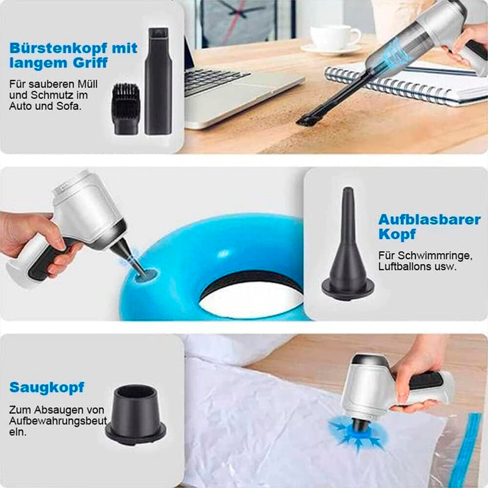 Mini Aspirador de Mano Inalámbrico 4 en 1 – Recargable USB | Para Coche, Hogar y Oficina